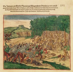 Battle Between the Indians and the Spanish in which the Spanish Colonel was Beaten to Death